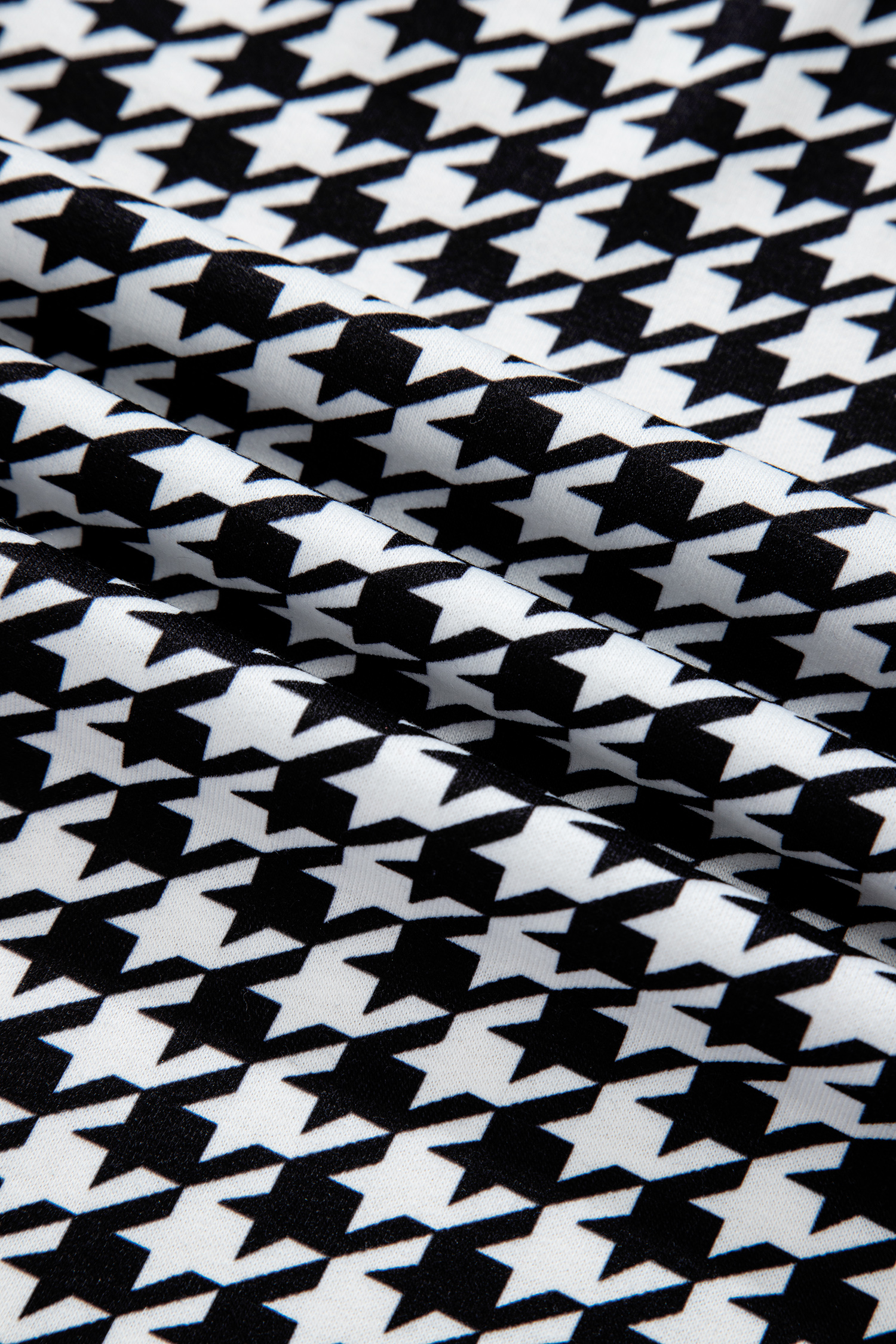 Black Houndstooth Print Open Front Long Dolman Kimonos