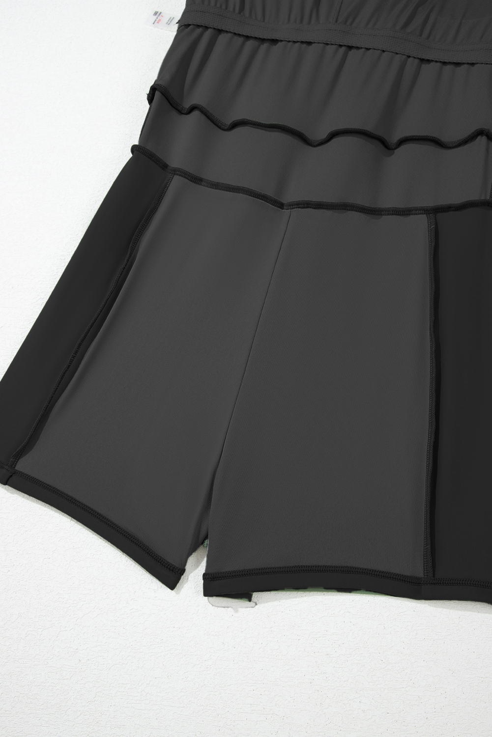 Bright Pink Contrast Edge Ruffled High Waist One Piece Swim Dress