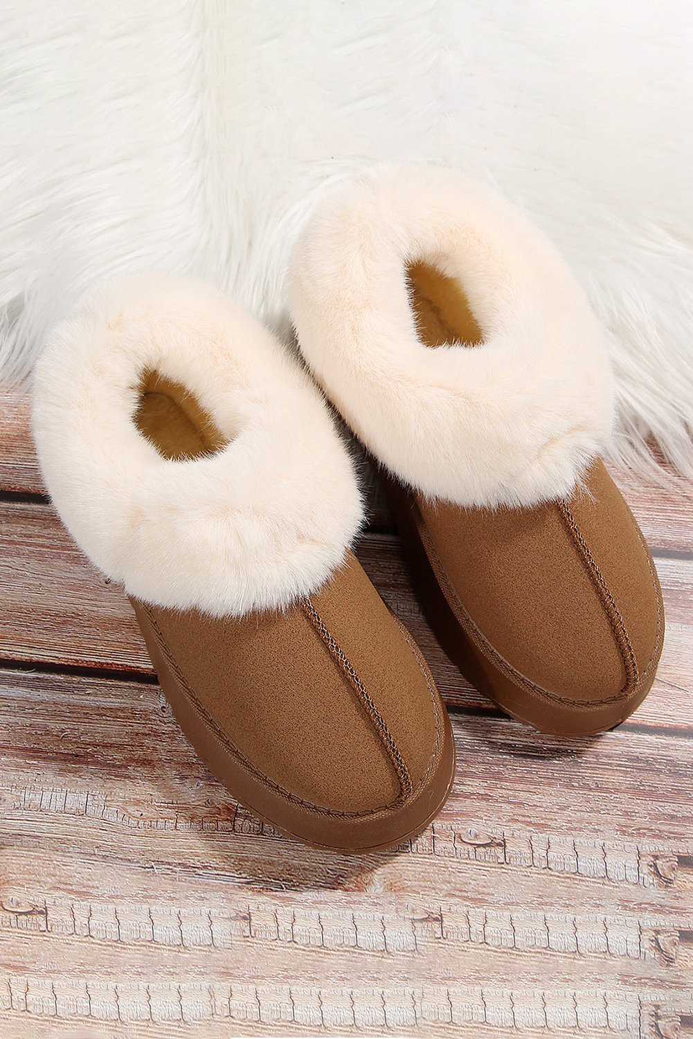 Chestnut Contrast Print Suede Plush Lined Snow Boots