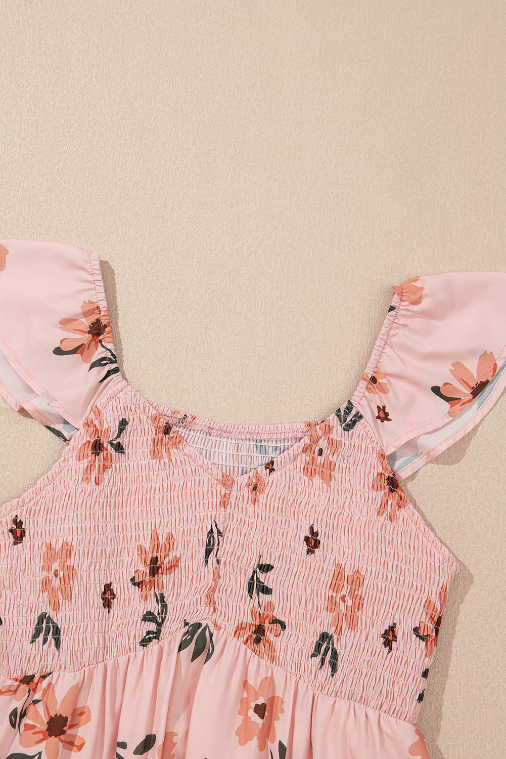 Black V Neck Flutter Sleeve Smocked Bodice High Waist Ruffle Maxi Dress