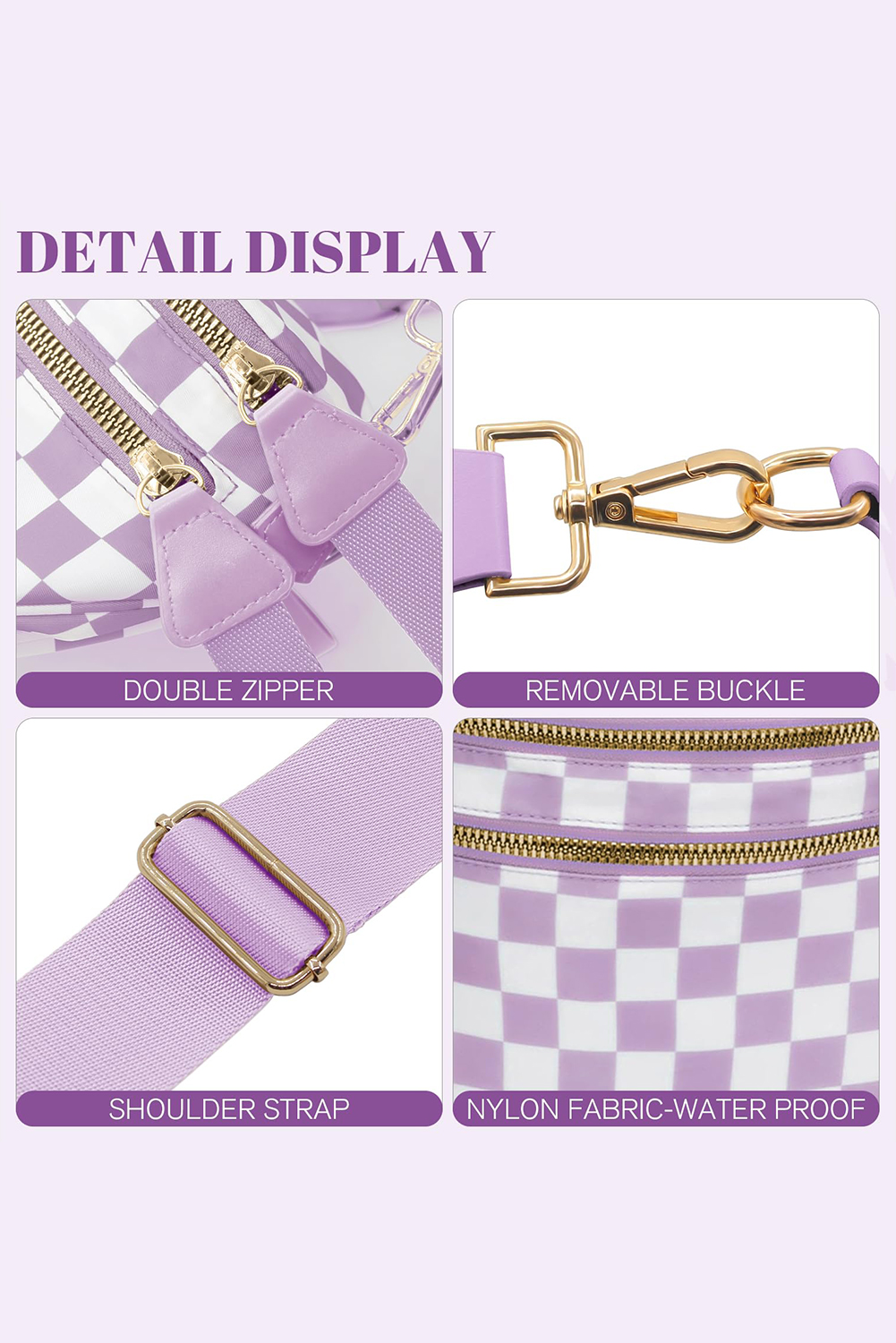 Jungle Green Double Zip Crescent Shape Adjustable Sling Bag