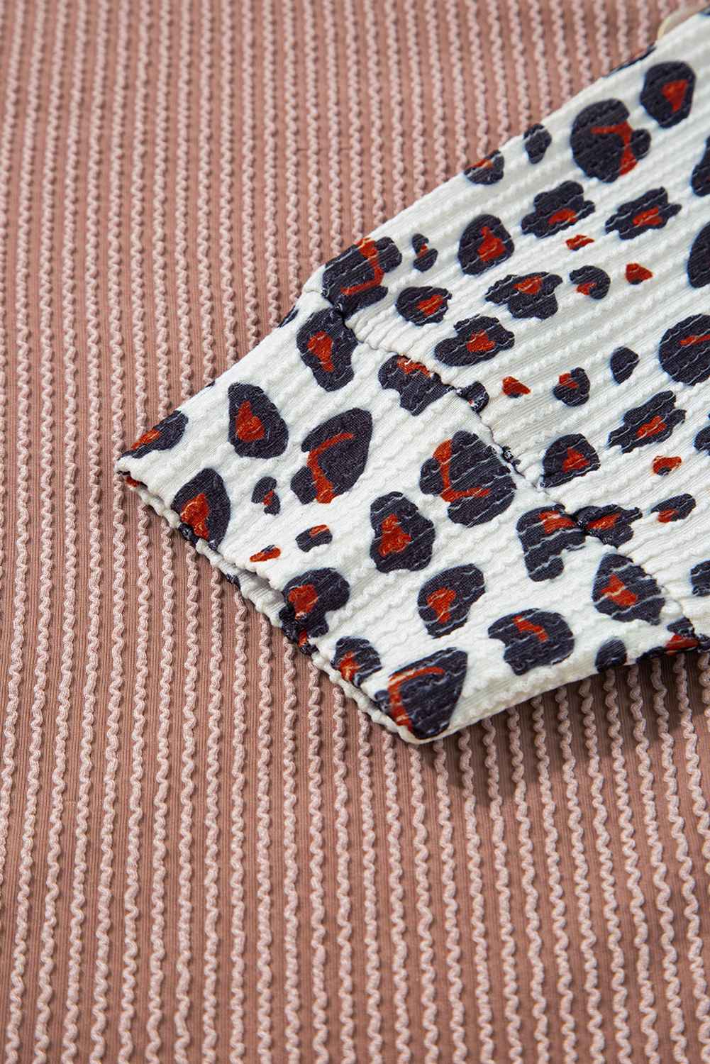 Dark Khaki Leopard Patched Twisted Ribbed Western Casual Shacket