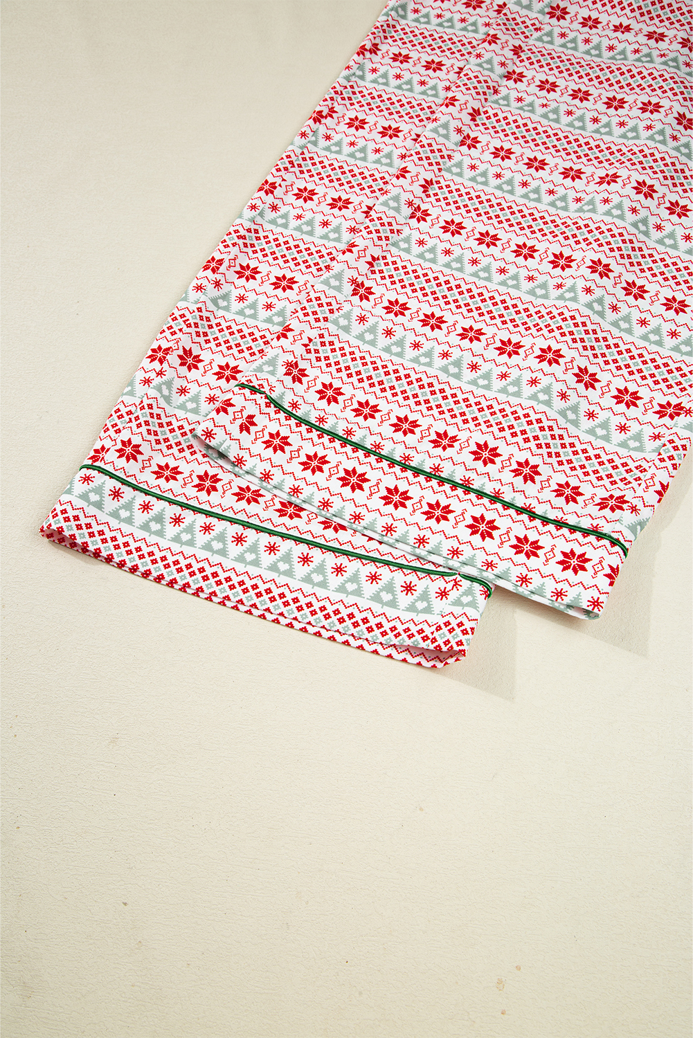 White Christmas Pattern Print Shirt Style Long 2pcs Pajama Set