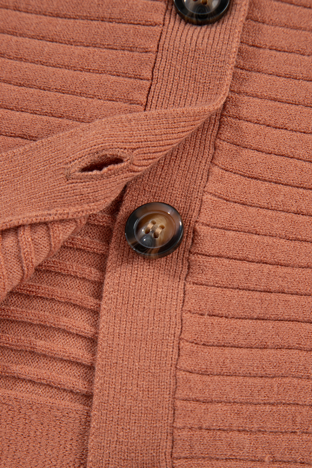 Apricot Pink Wide Rib Knit Button Front Dolman Sleeve Sweater Cardigan