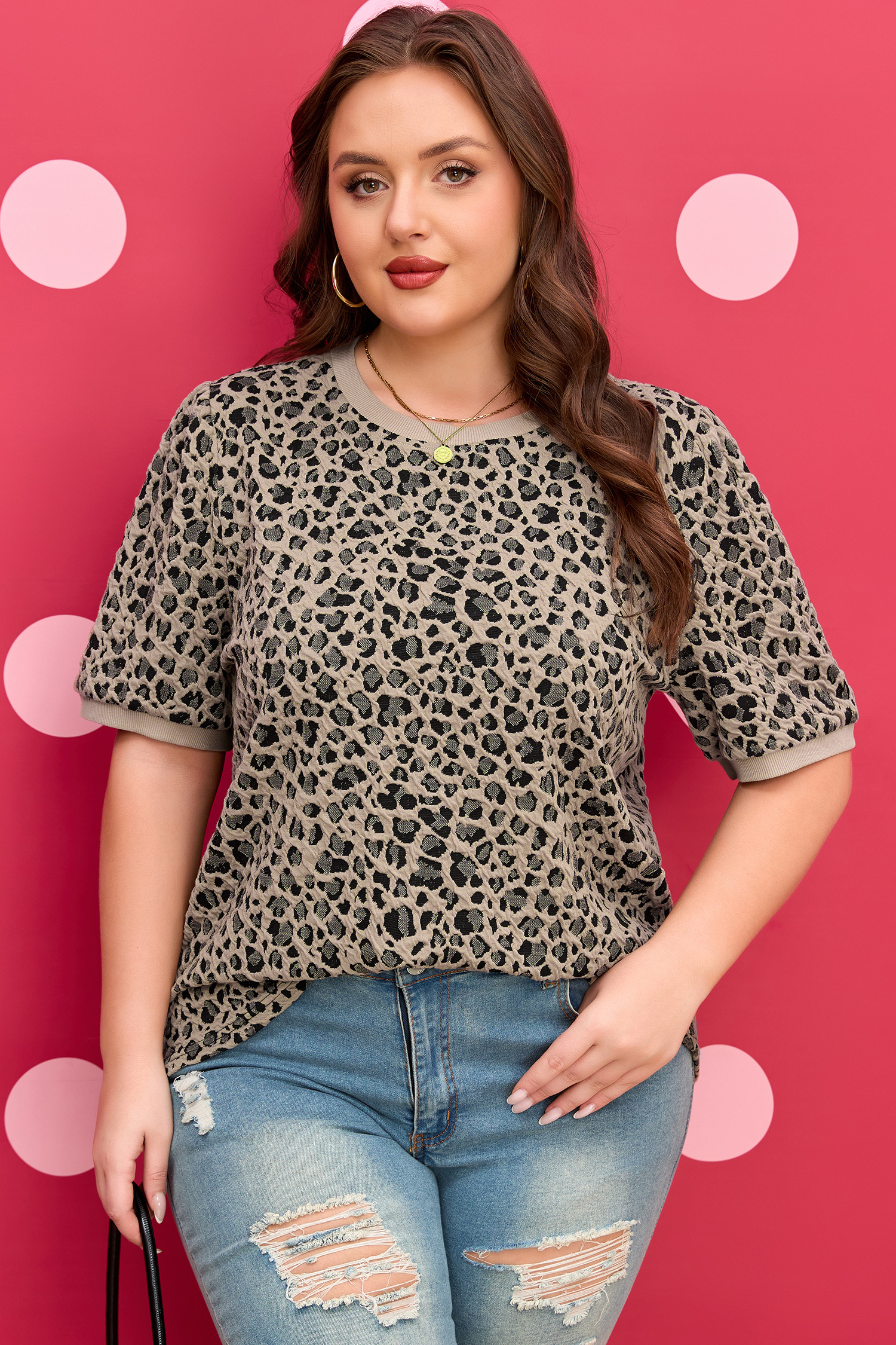Beige Zip up Collared Leopard Cap Sleeve Top