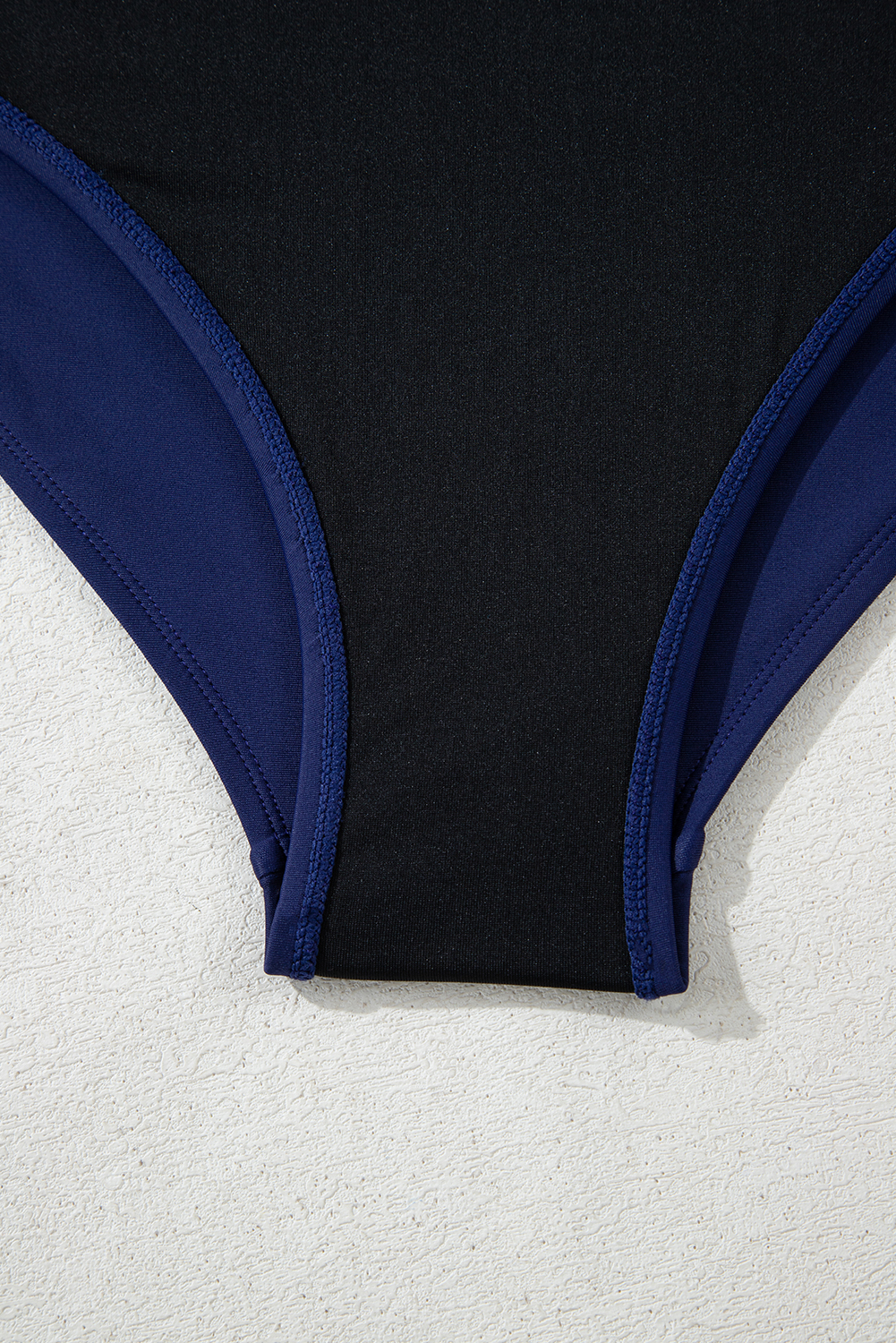 Navy Blue Abstract Print Frilled Trim Spaghetti Straps Tankini Set