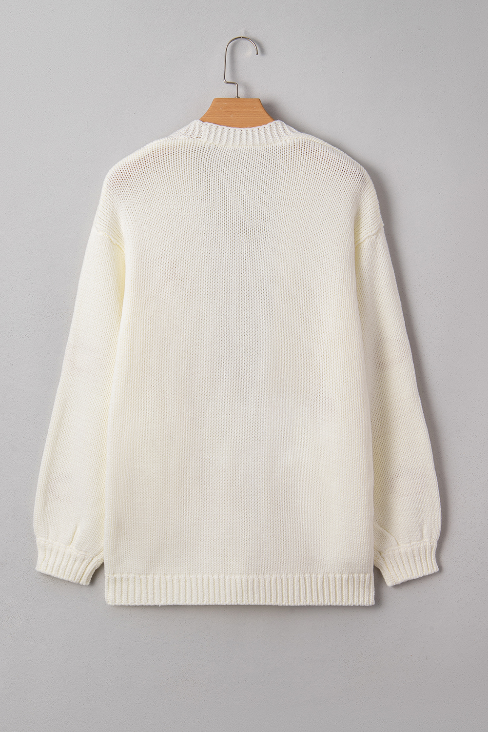 Light Pink Christmas Tree Print Open Front Drop Shoulder Midi Cardigan