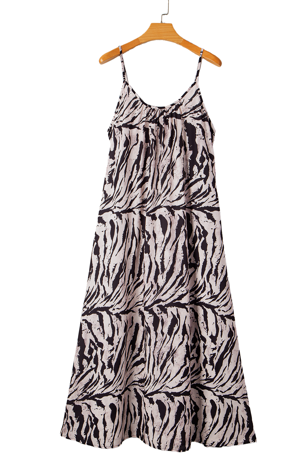 Black Abstract Print Open Back Boho Loose Maxi Sundress