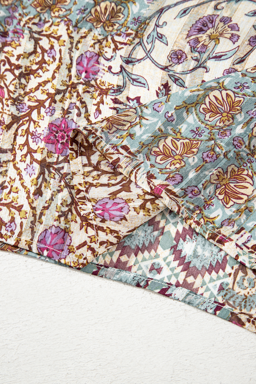 Apricot Floral Print Short Wide Sleeve Open Front Loose Kimono