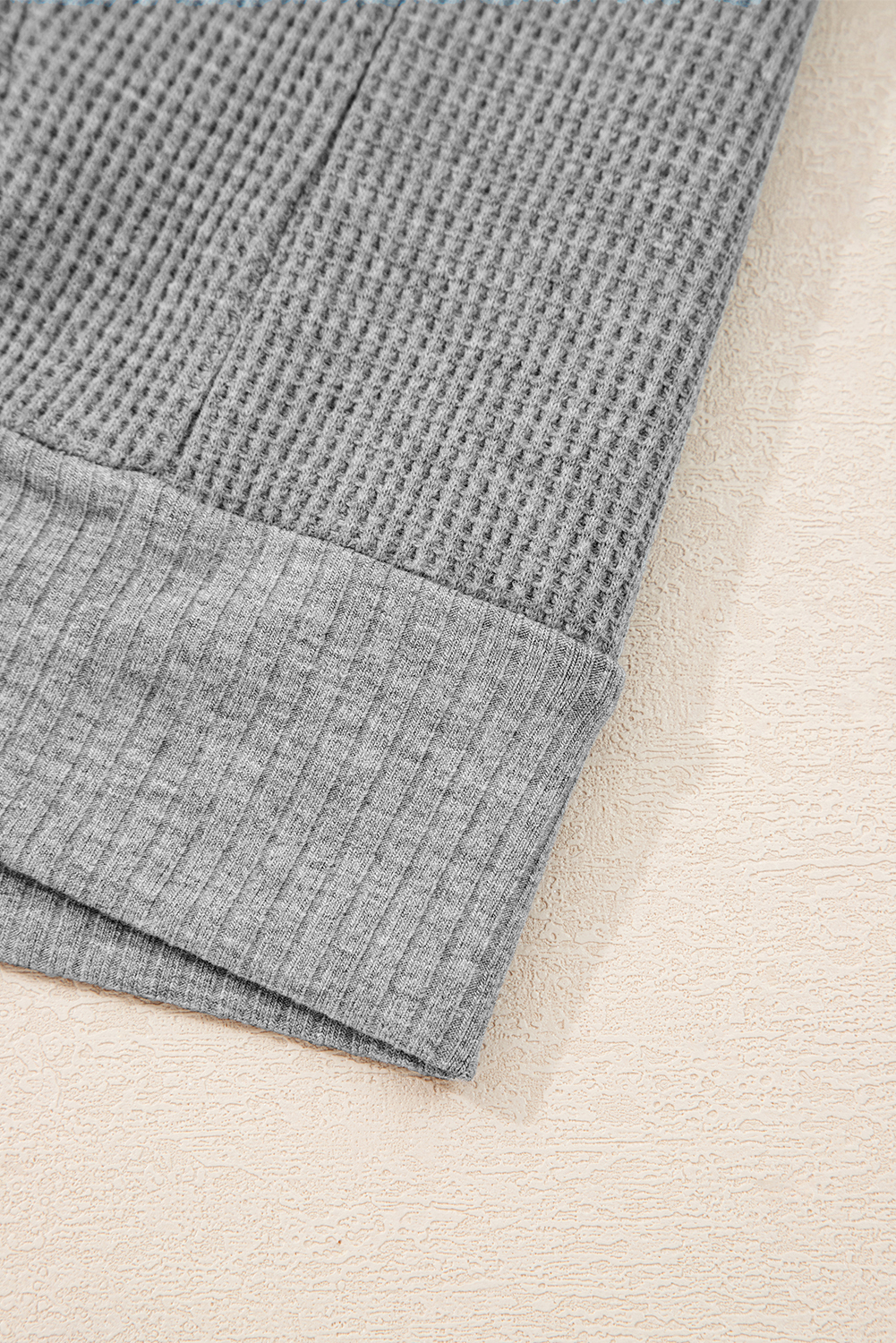 Burgundy Waffle Splicing Zip Up Front Button Hooded Jacket