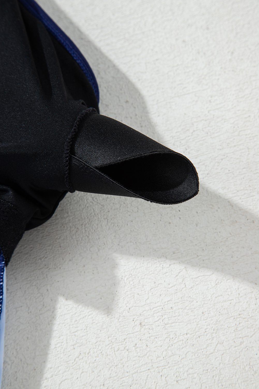 Navy Blue Abstract Print Frilled Trim Spaghetti Straps Tankini Set