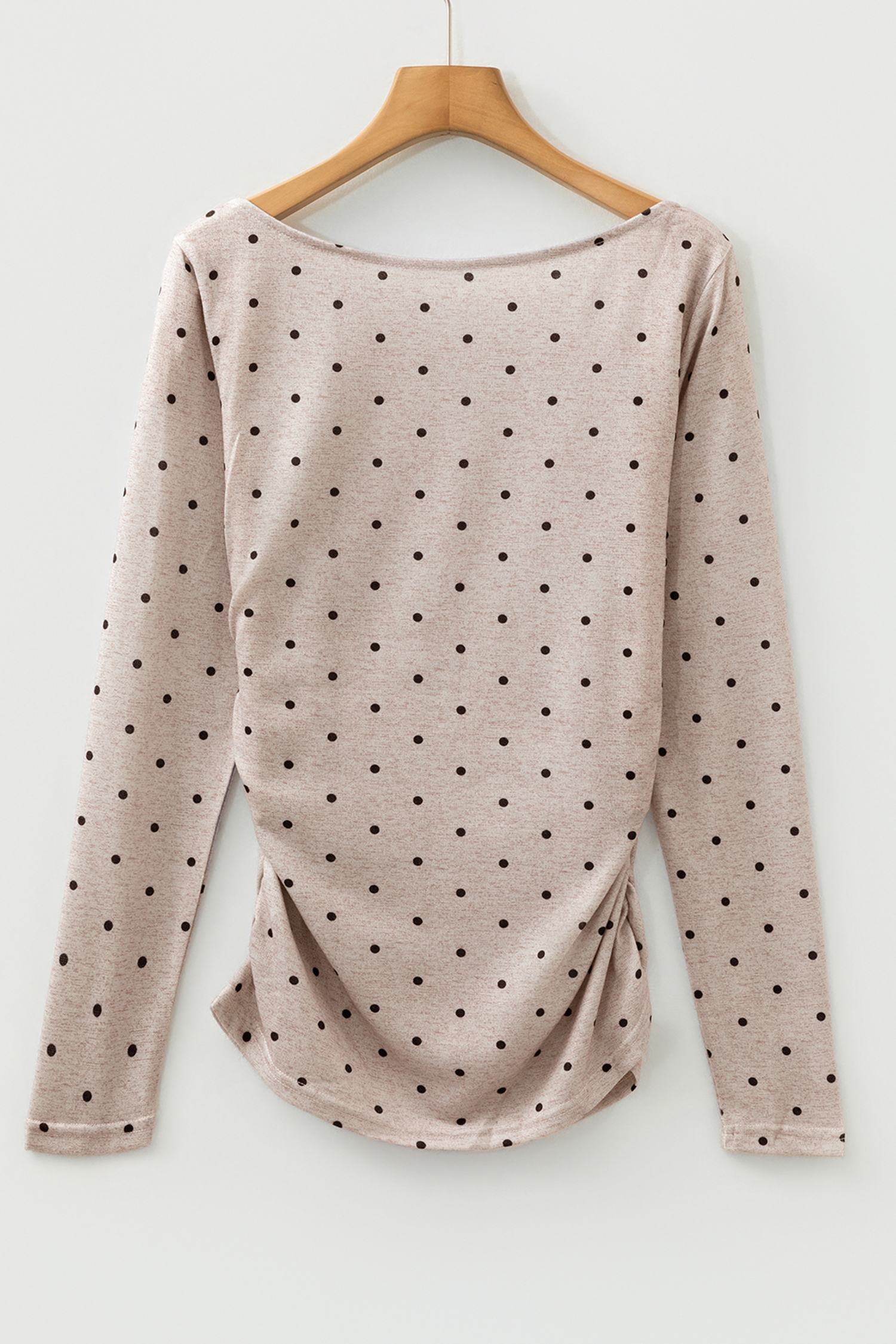 Jet Stream Polka Dot Boat Neck Knit Long Sleeve T Shirt
