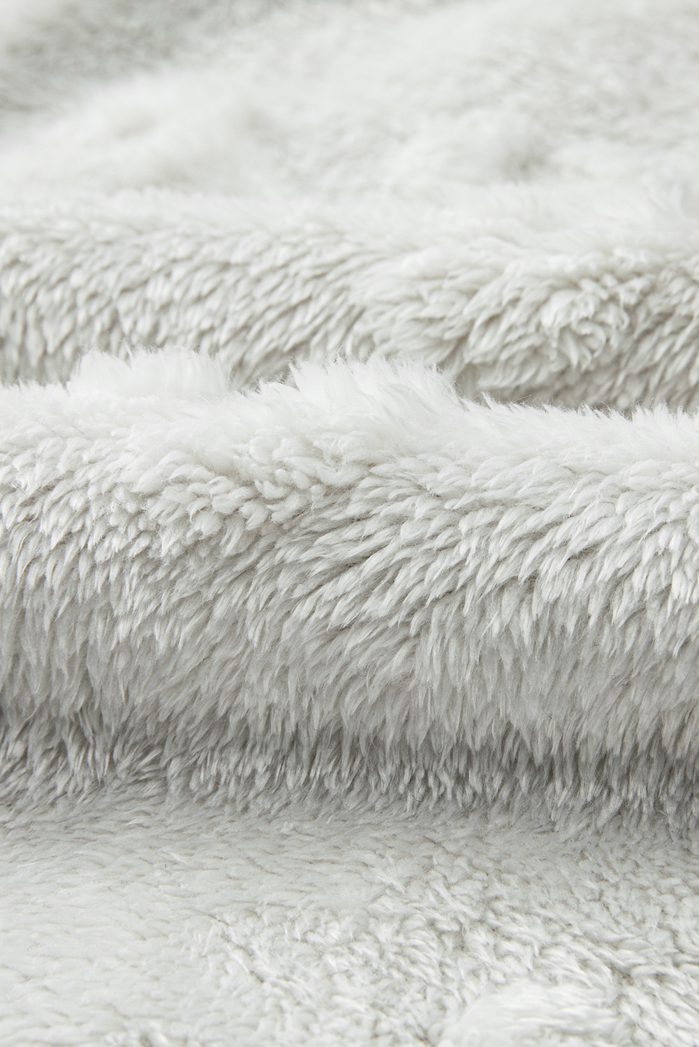 Light Grey Textured Leopard Fleece Loose Two Piece Lounge Set