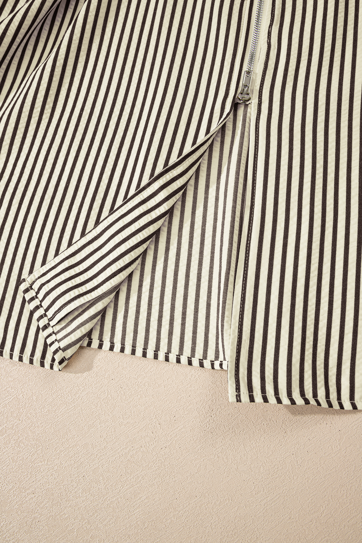 Coffee Plaid Print Full Zipper Cinched Waist Fit Flare Sleeveless Maxi Dress