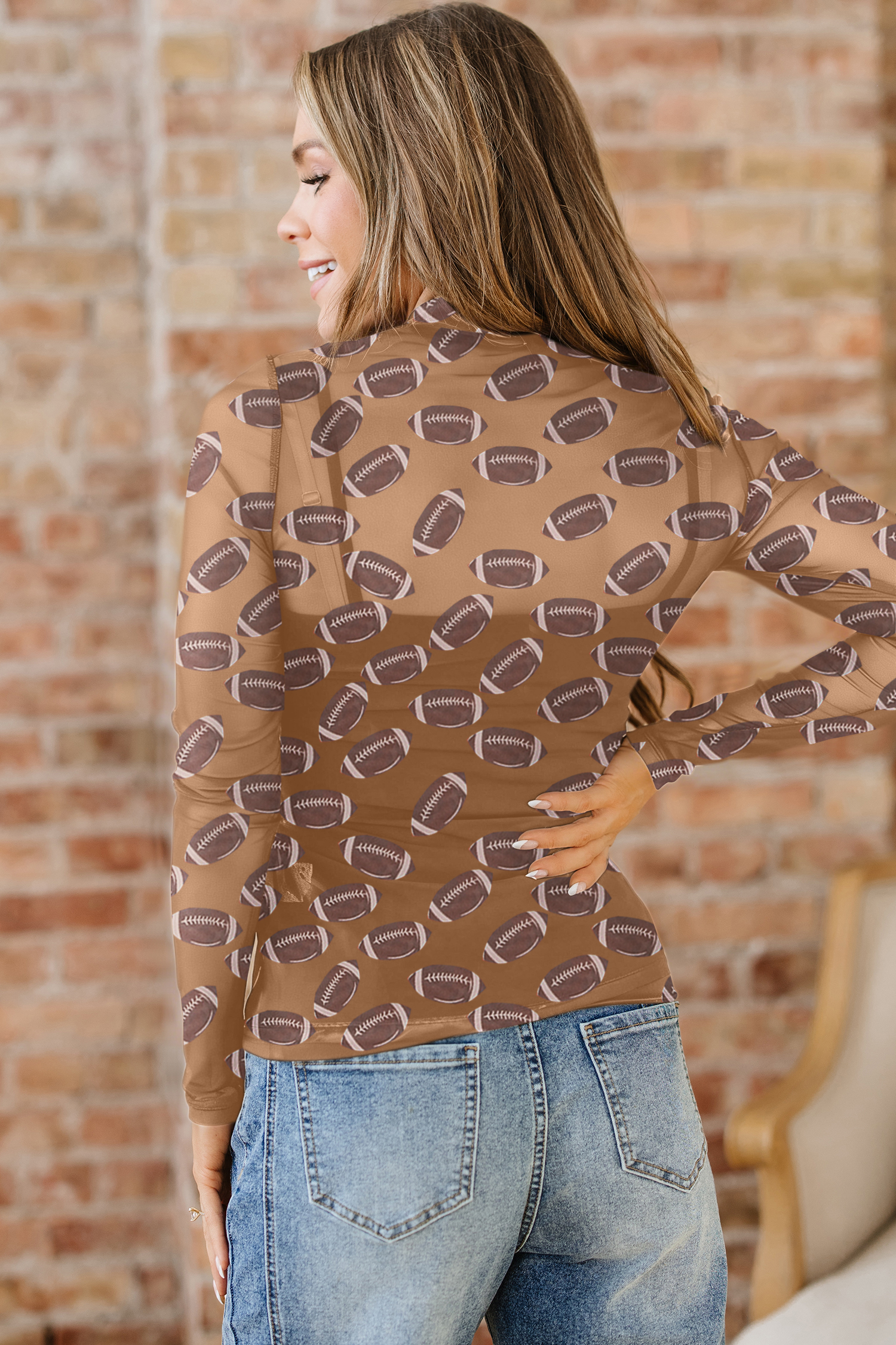 Black Christmas Fashion Print Slim Fit Long Sleeve Top