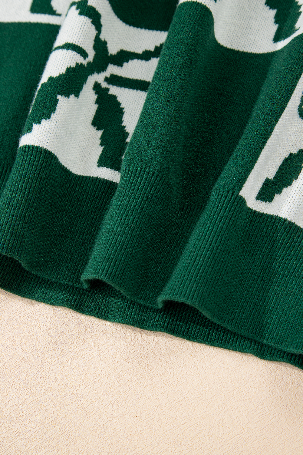 Blackish Green Checkered Bow Print Casual Sweater