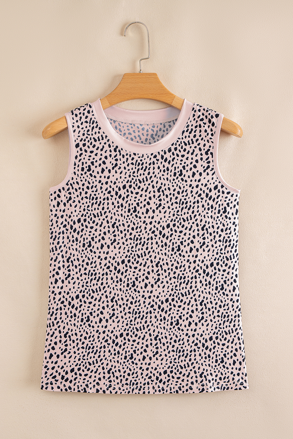 Apricot Leopard Round Neck Tank Top