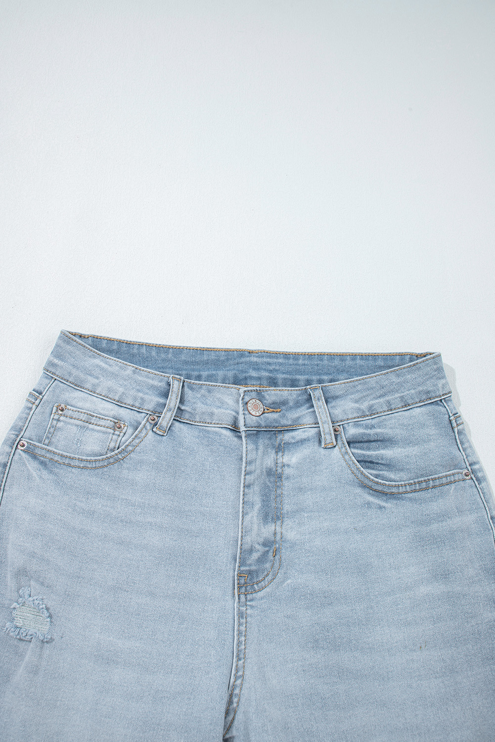 Beau Blue Mid Rise Ankle-Length Distressed Skinny Jeans