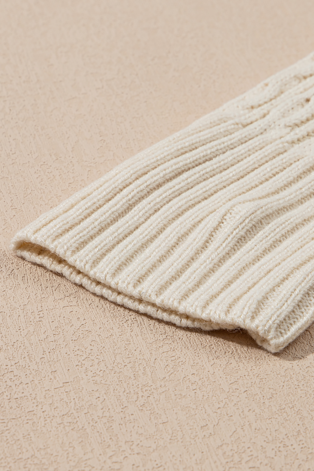 White Cable Knit Texture Uneven Hem Hooded Chic Cardigan