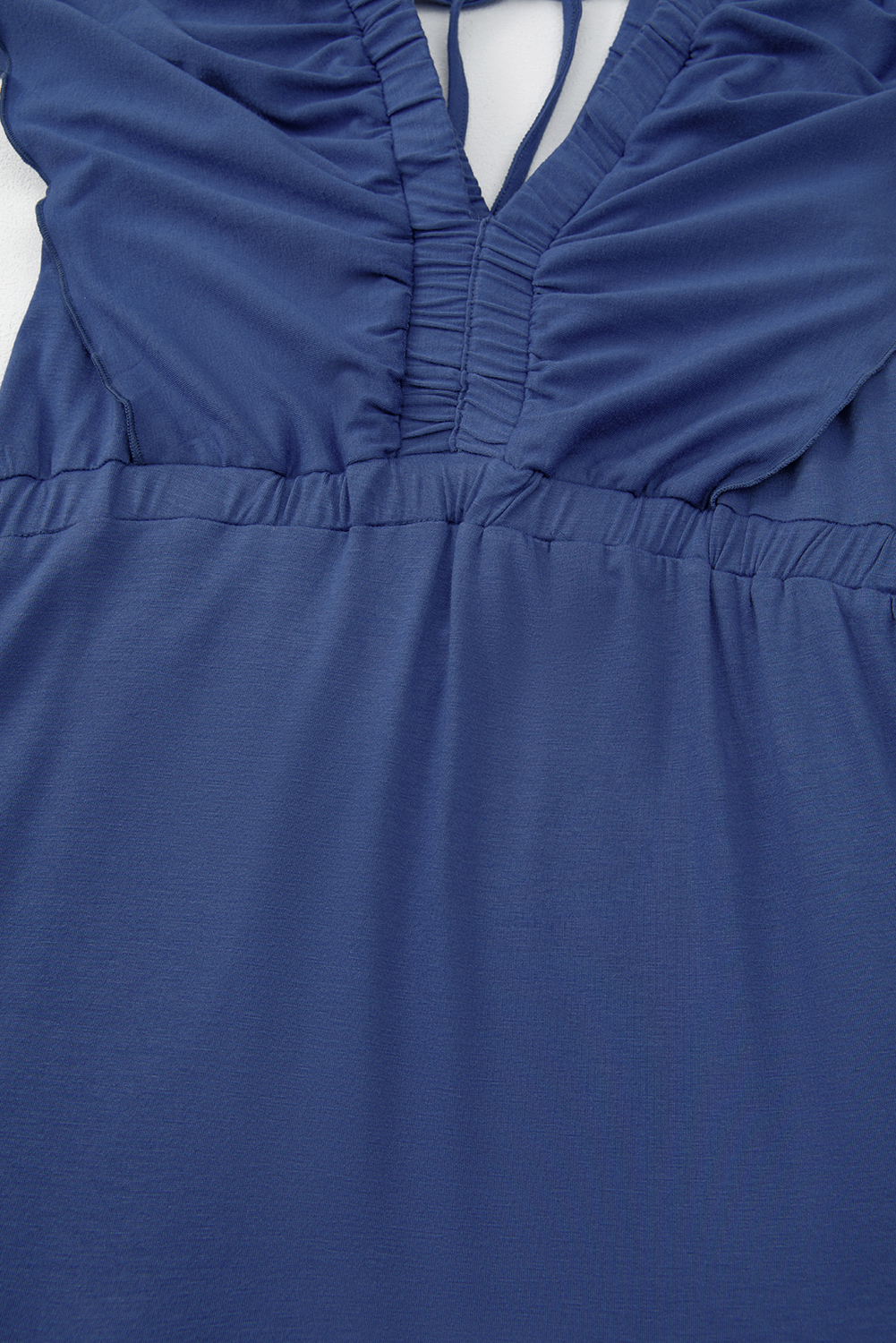 Grass Green Textured V Neck Flutter Sleeve Ruffled Maxi Dress