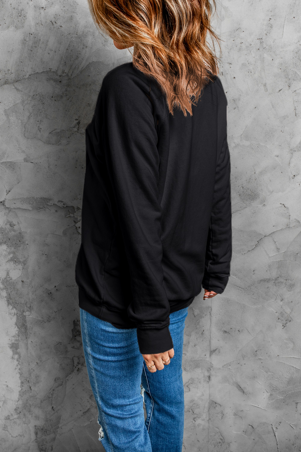 Black Shimmering Bow Patched Pattern Game Day Sweatshirt