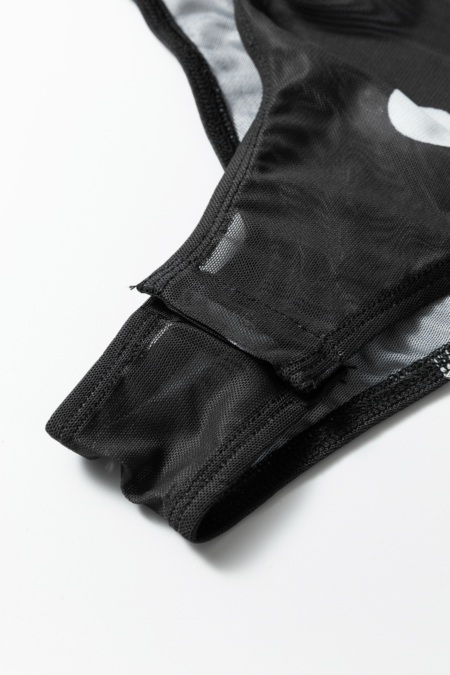 Brown Vintage Polka Dot Print Mesh Long Sleeve Bodysuit