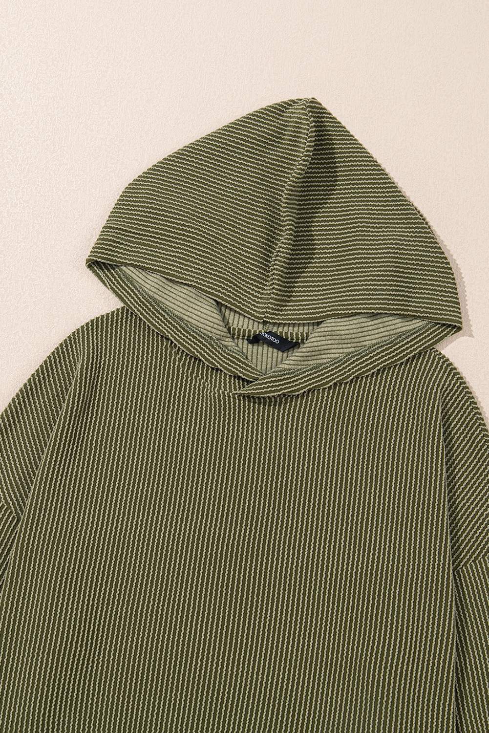 Smoke Gray Twisted Rib Texture Solid Hoodie