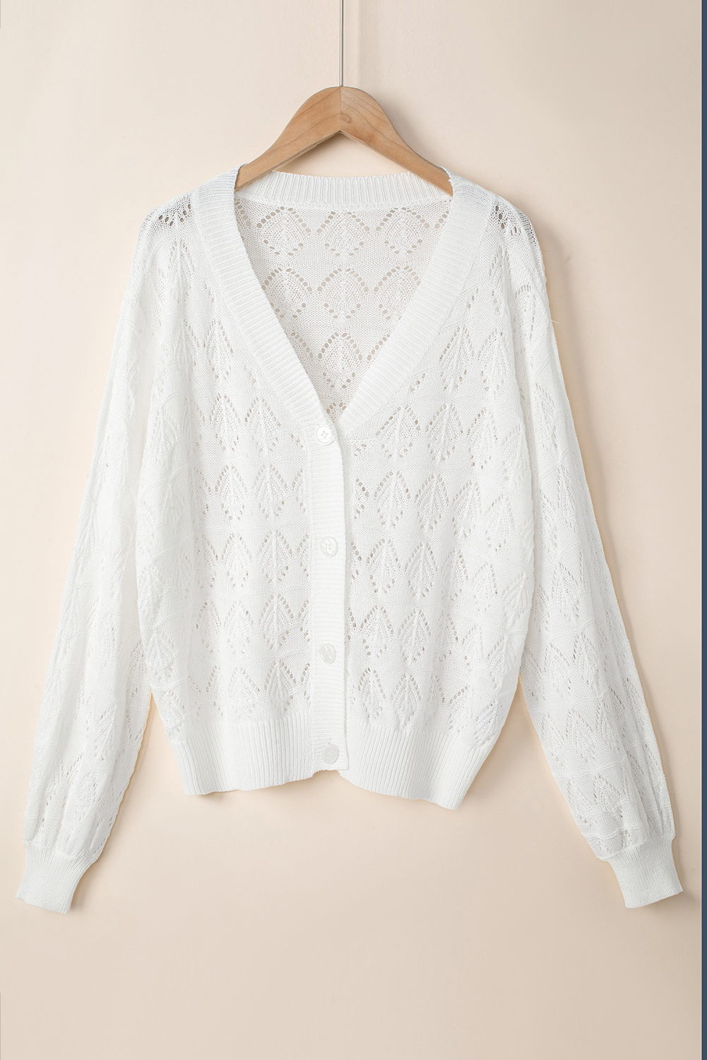 Fiery Red Lightweight Buttoned Front Crochet Cardigan