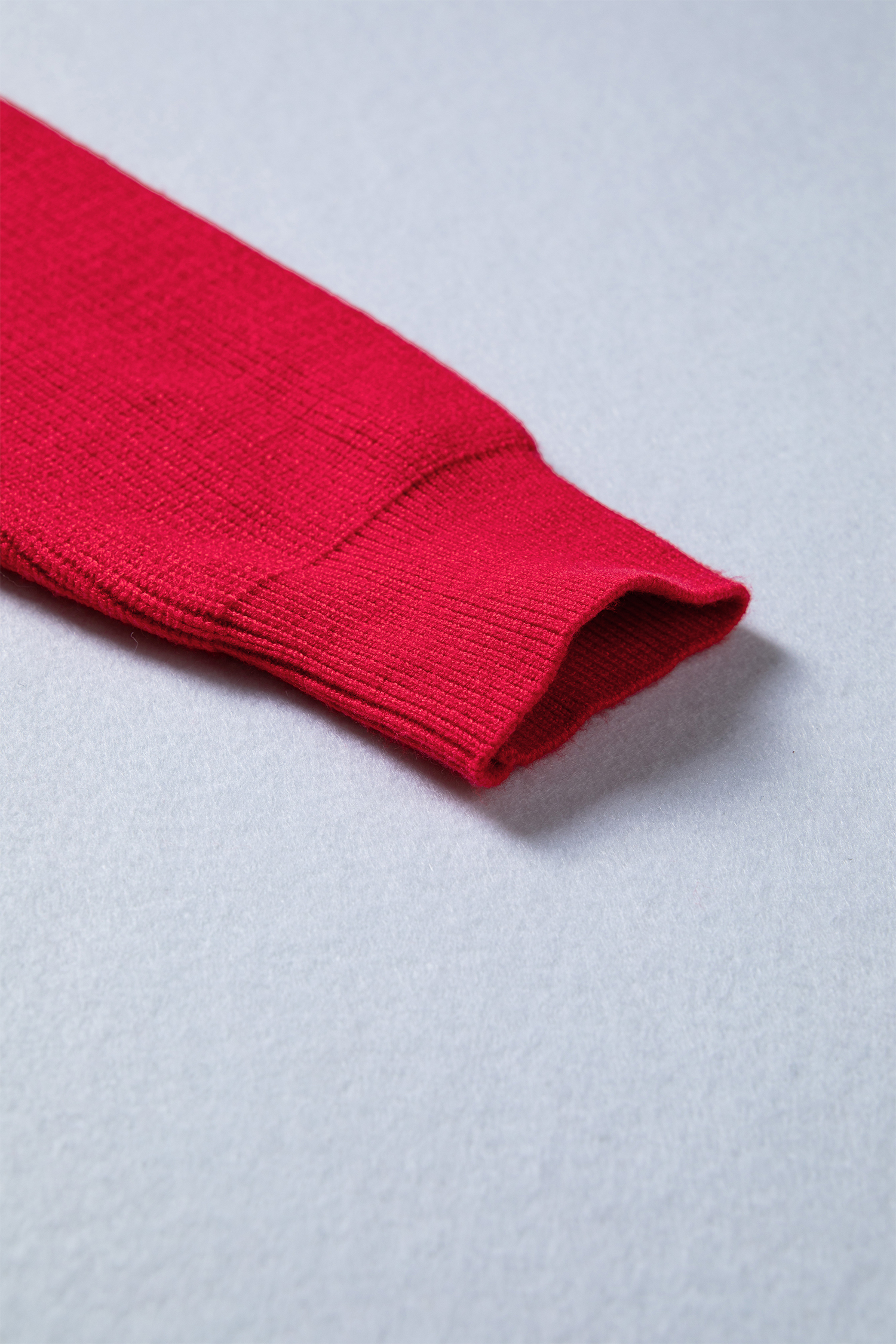 Fiery Red Bow Embroidered Graphic Ribbed Sweater Top