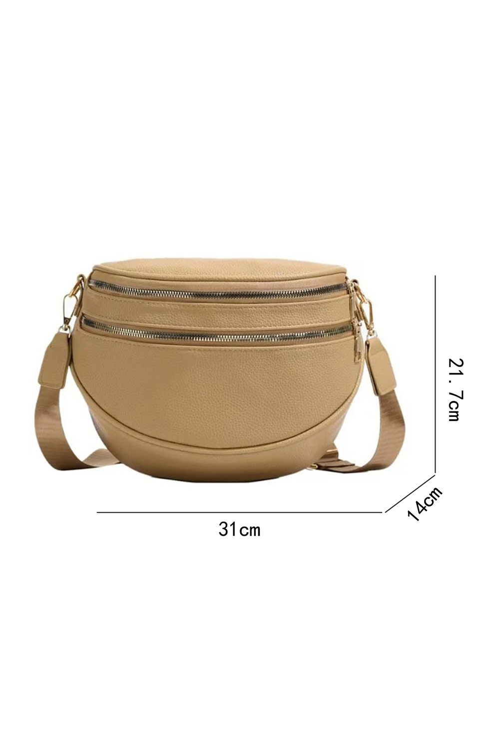 Cinnamon Double Zip Faux Leather Crossbody Bag