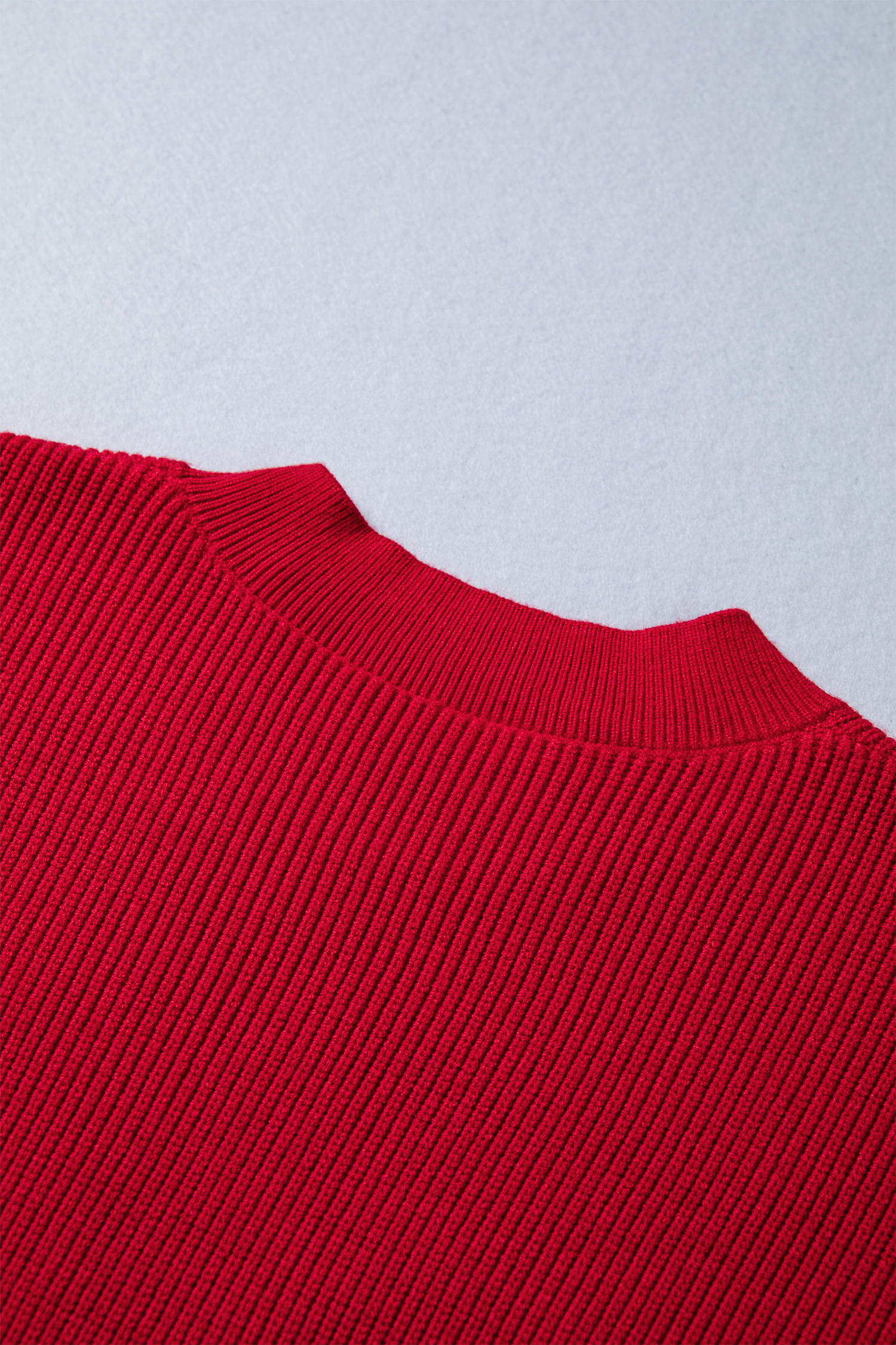 Fiery Red Bow Embroidered Graphic Ribbed Sweater Top