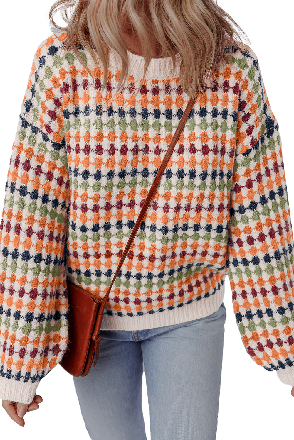 Gray Dotty Pattern Knit Button Front V Neck Sweater Cardigan