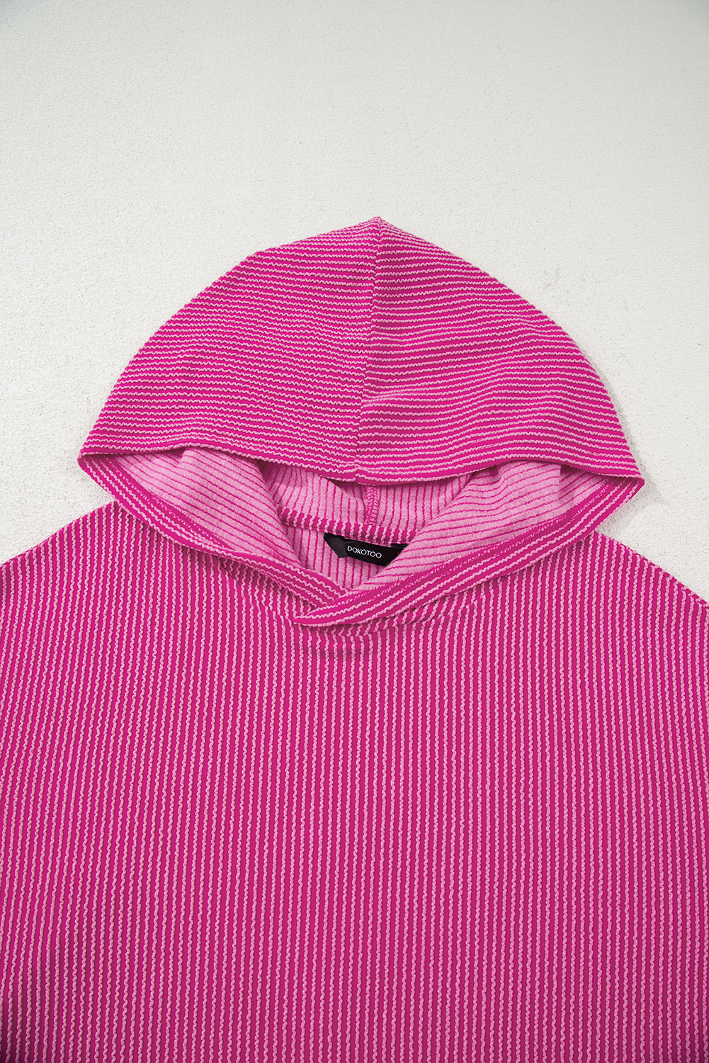 Smoke Gray Twisted Rib Texture Solid Hoodie