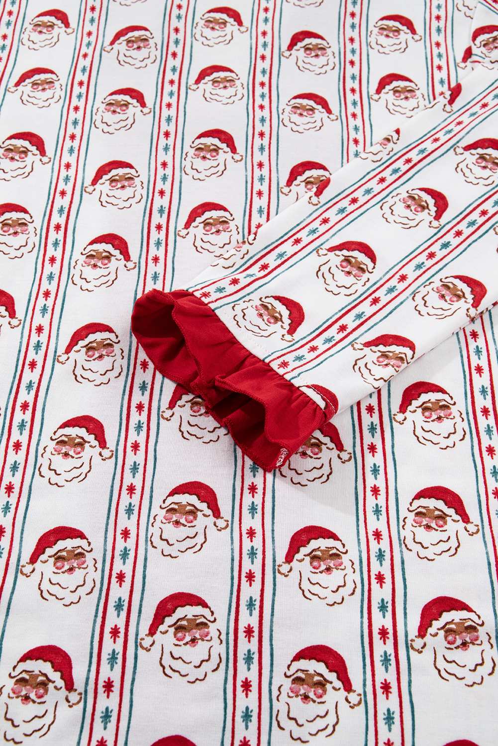 White Santa & Stripes Ruffle PJ Set