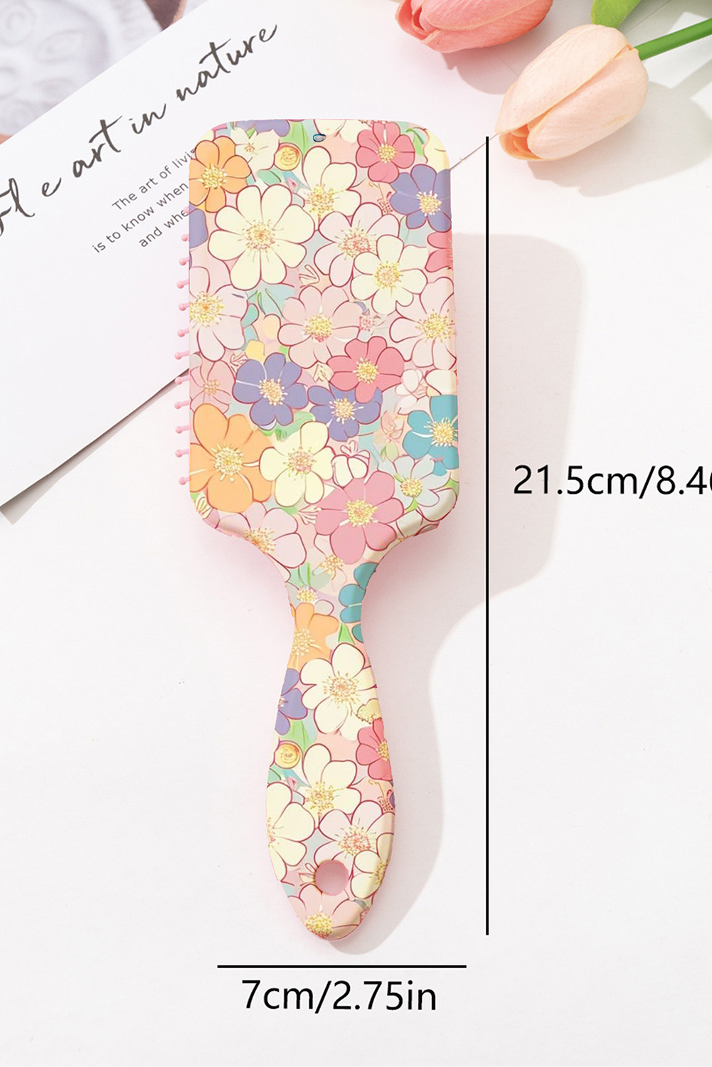 Peach Blossom Flower Print Large Paddle Air Cushion Comb