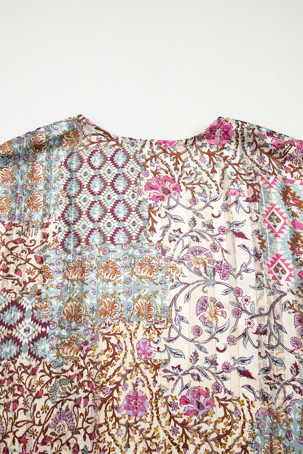 Apricot Floral Print Short Wide Sleeve Open Front Loose Kimono