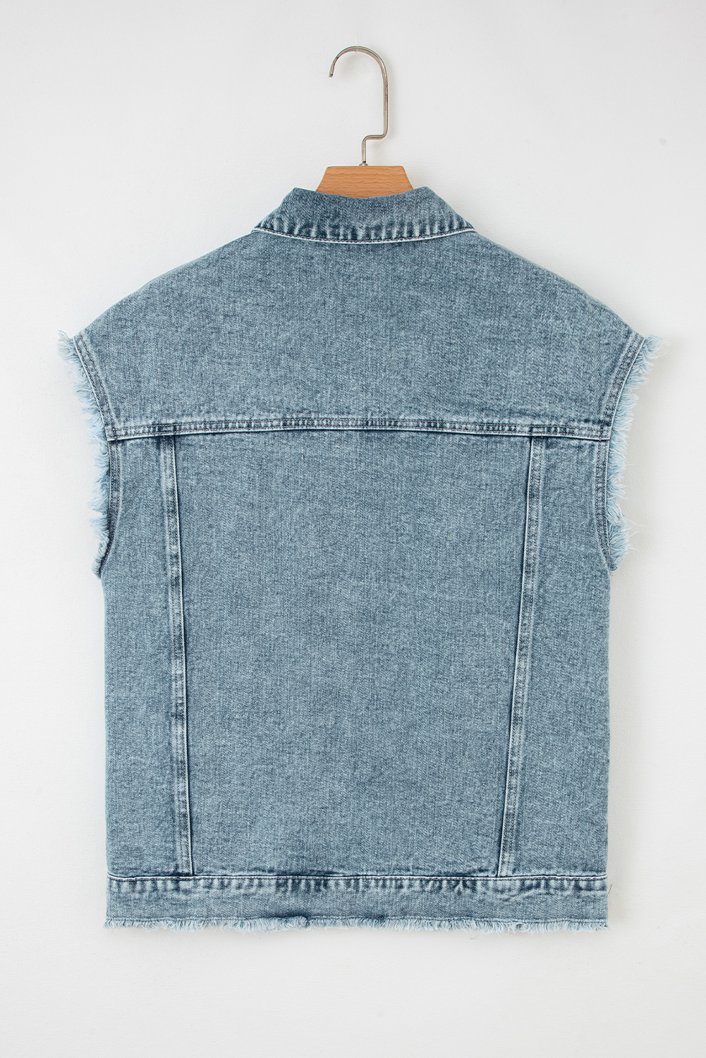 Myosotis Button Flap Pocket Frayed Detail Denim Vest