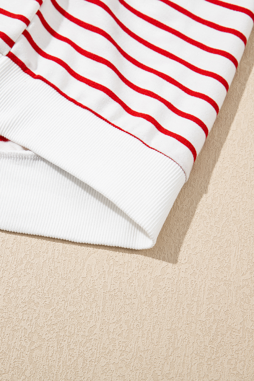 Burgundy Striped Long Sleeve Round Neck Loose Top