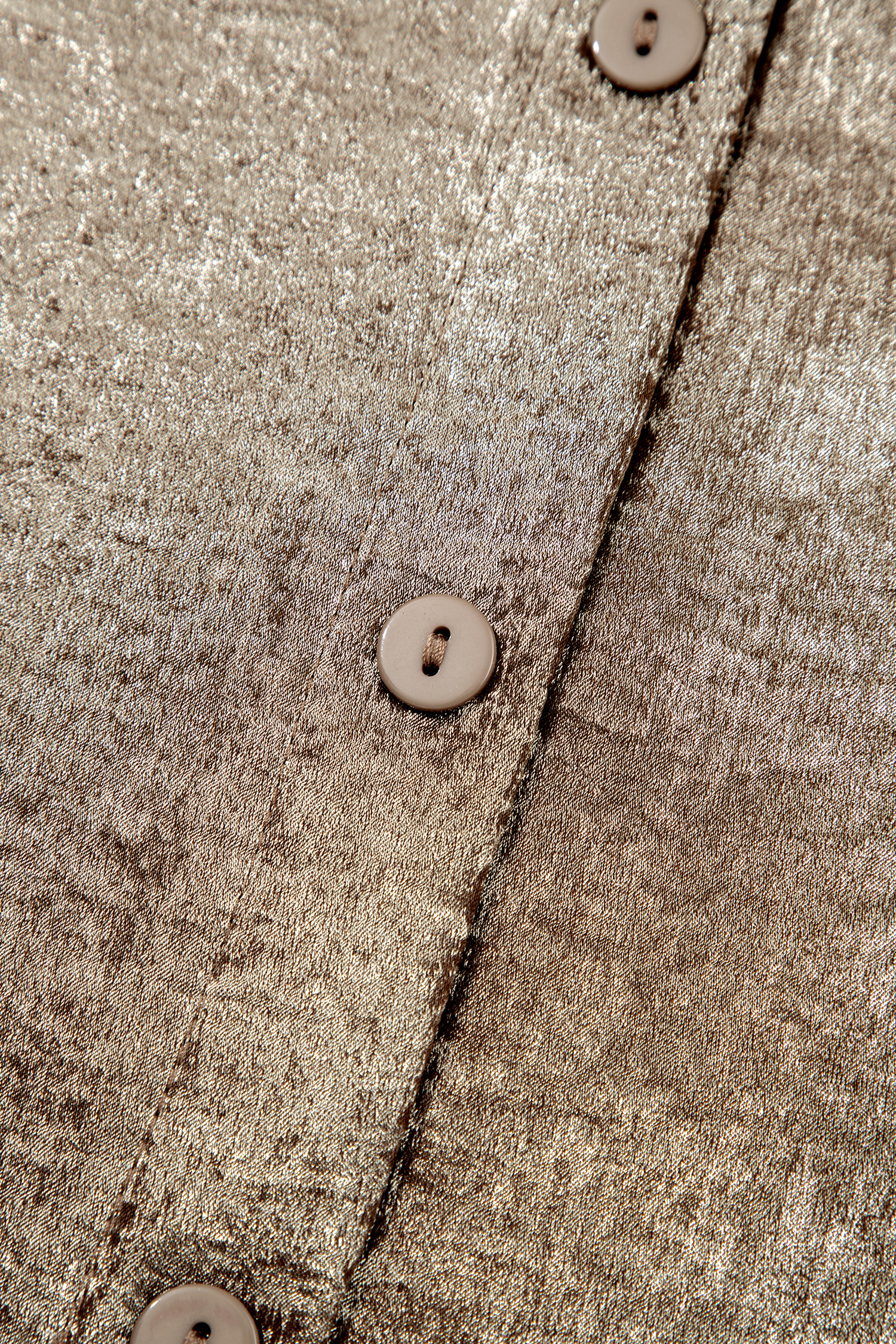 Apricot Metallic Round Neck Smocked Long Sleeve Blouse