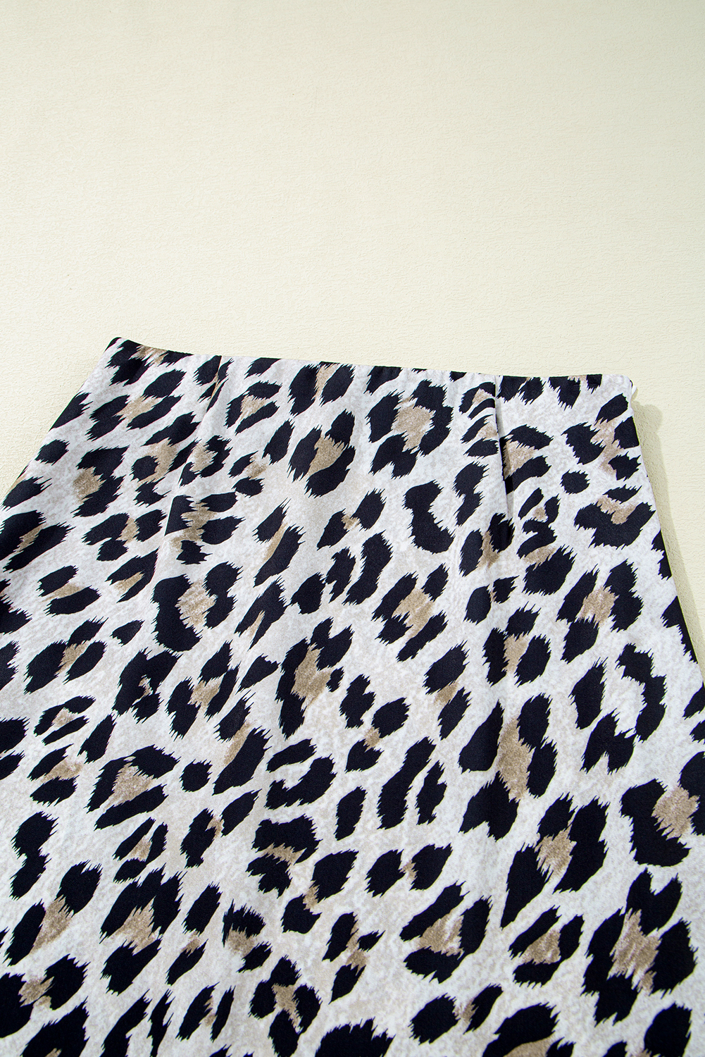 Brown Leopard Print High Waist Midi Skirt