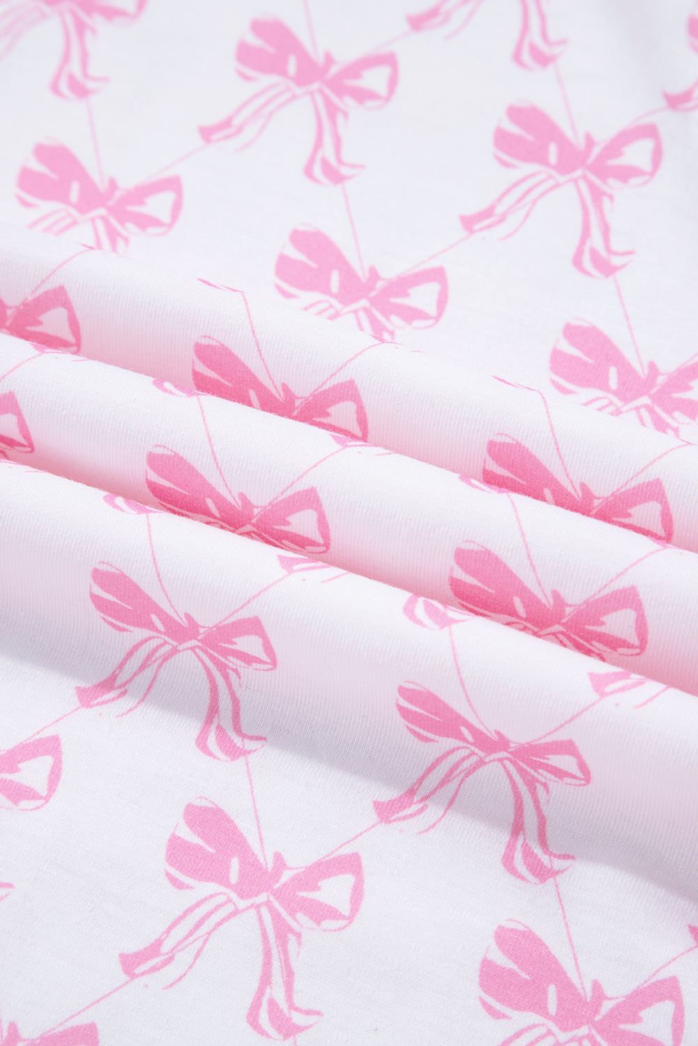 Sky Blue Bow Print Long Sleeve Shirt and Pants Soft Pajama Set