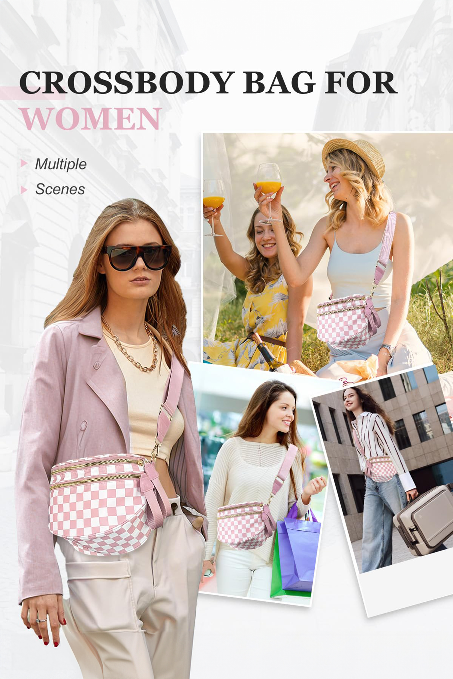 Jungle Green Double Zip Crescent Shape Adjustable Sling Bag