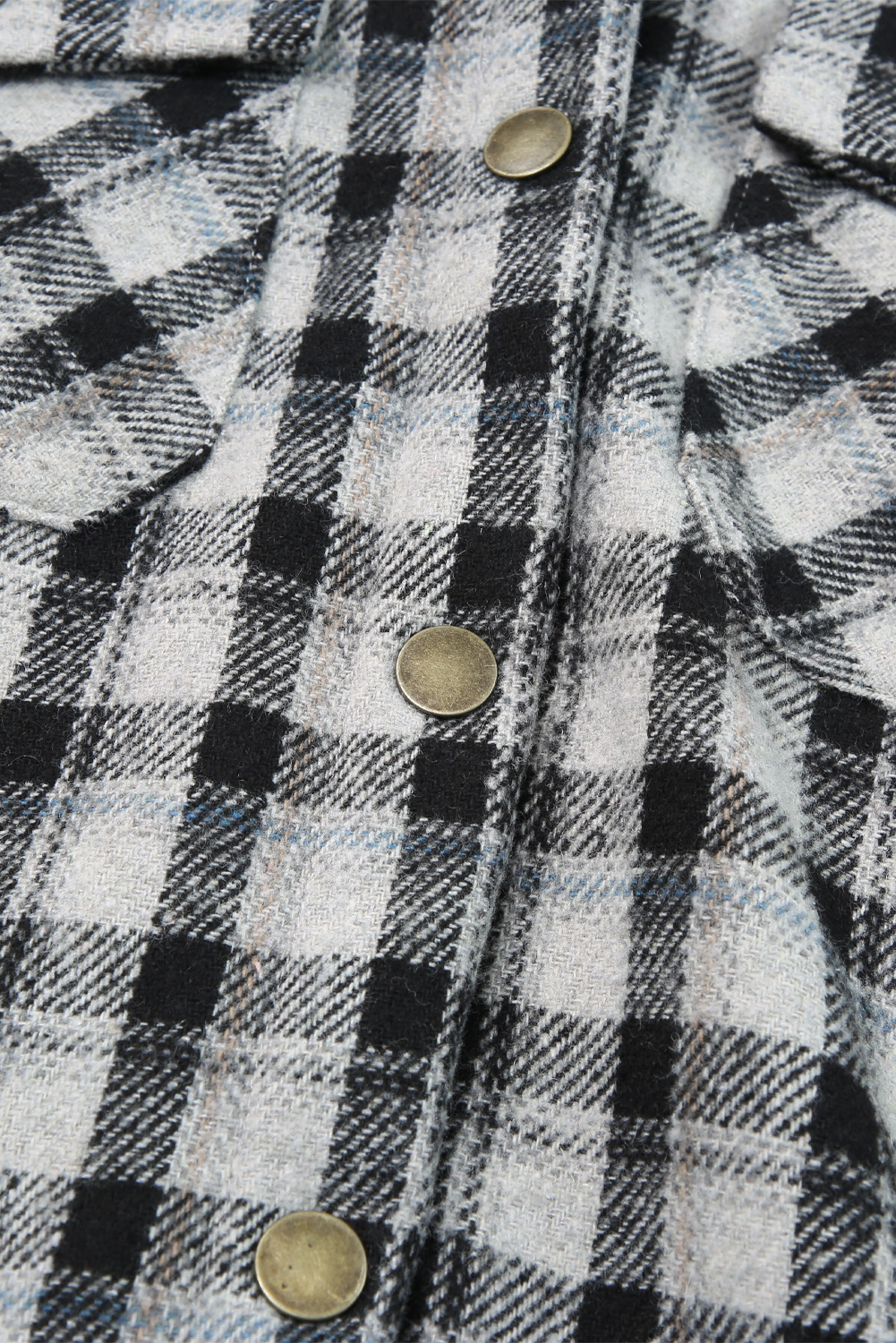 Black Plaid Pattern Sherpa Lined Hooded Shacket