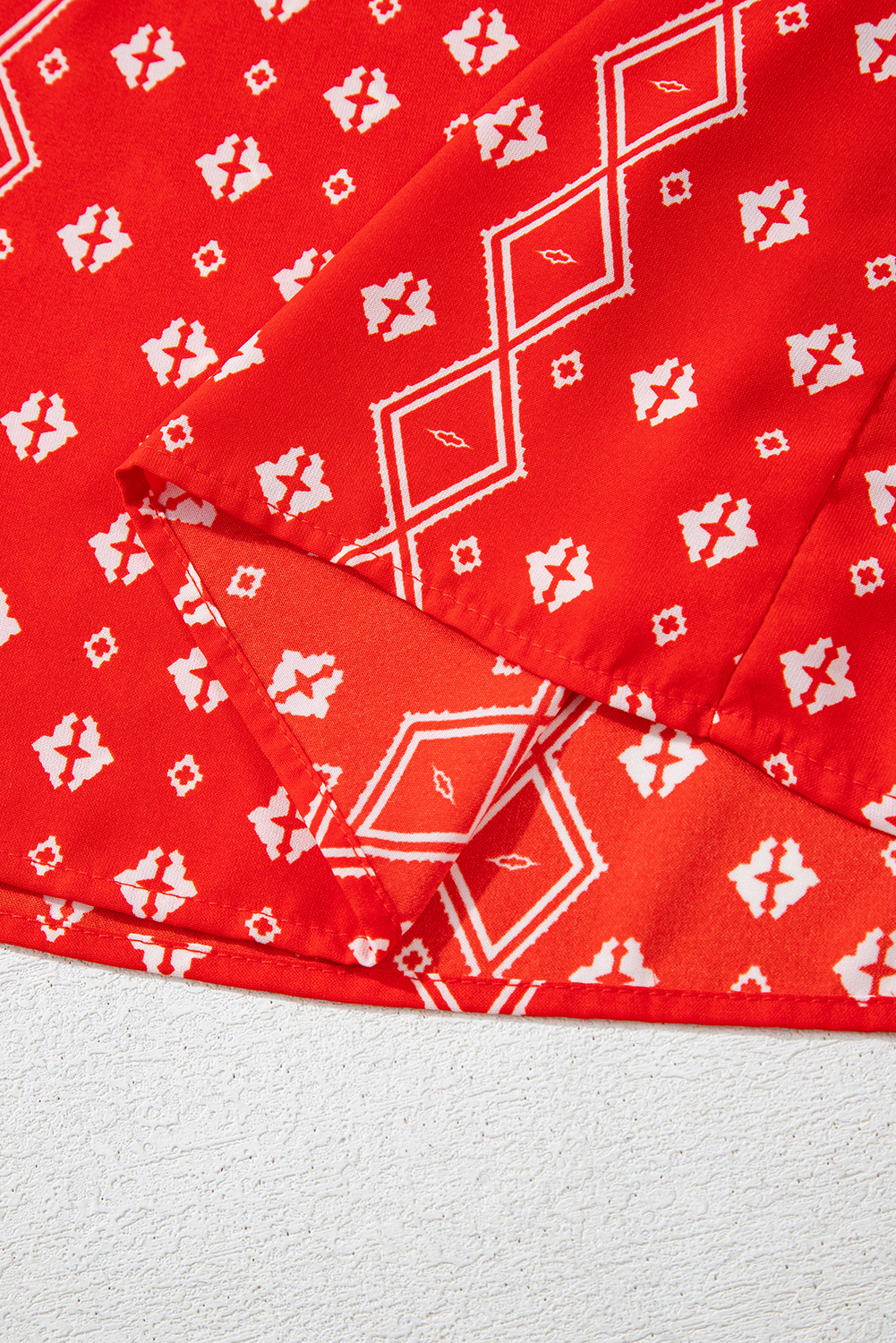 Red Boho Fashion Print Spaghetti Straps Drawstring Maxi Dress