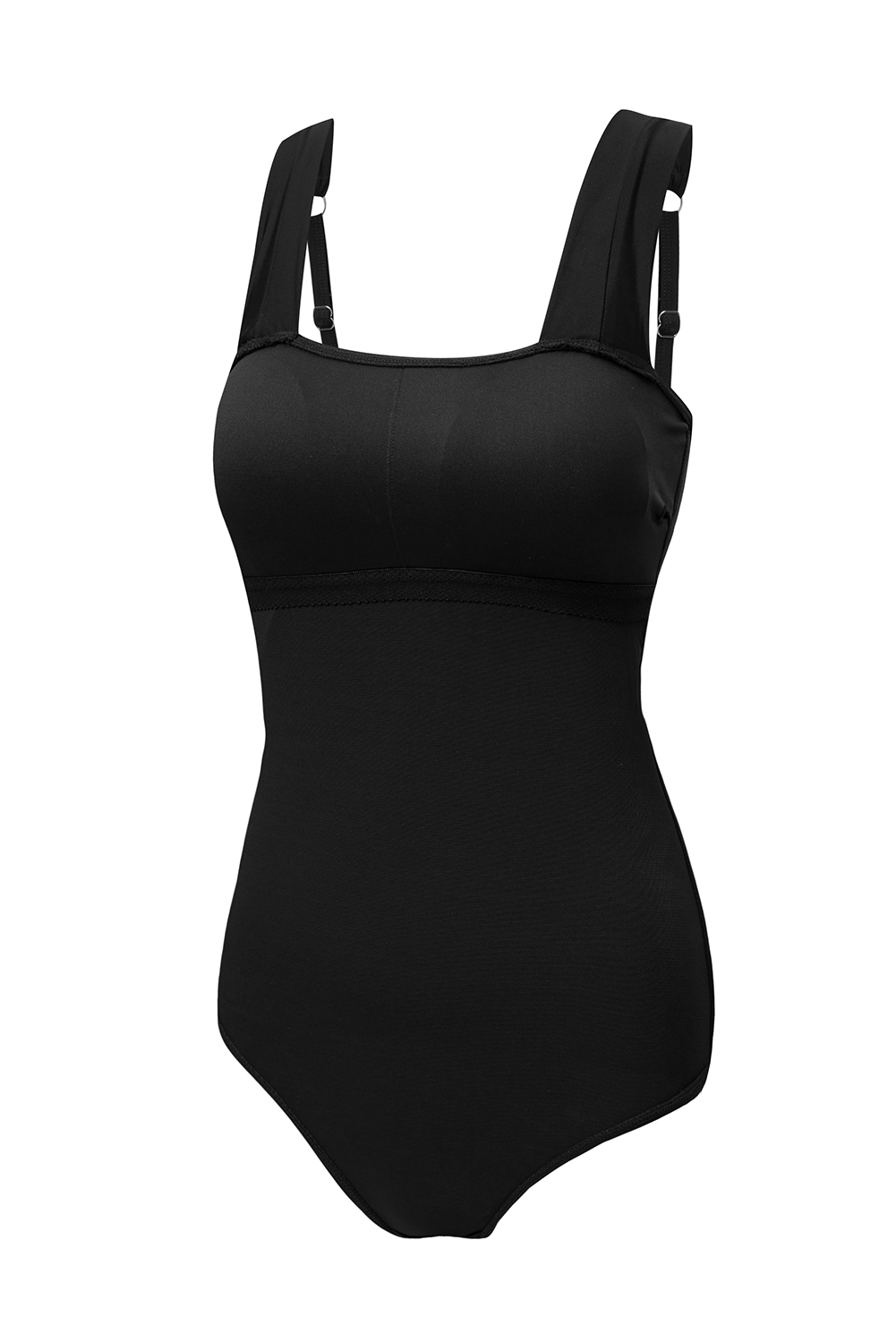 Black Square Neck Ruched Tommy Control One Piece Swimsuit