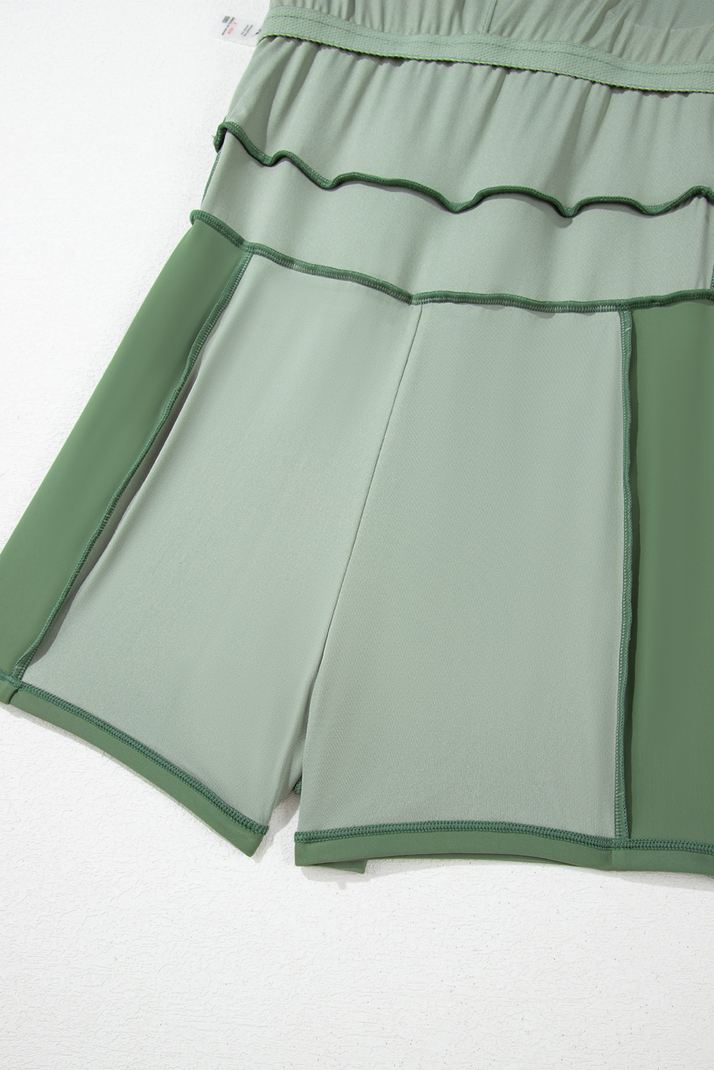 Bright Pink Contrast Edge Ruffled High Waist One Piece Swim Dress