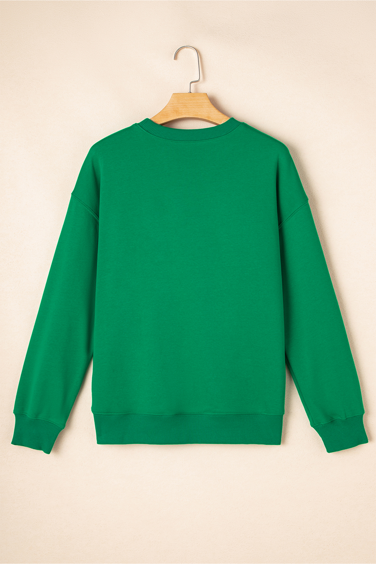 Dark Green Lucky Leopard Clover Dropped Shoulder Sweatshirt