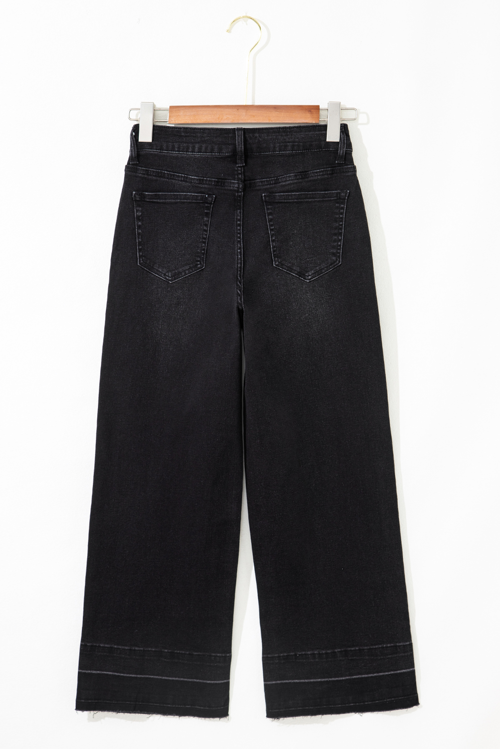 Gray Raw Hem Straight Leg Loose High Waist Jeans