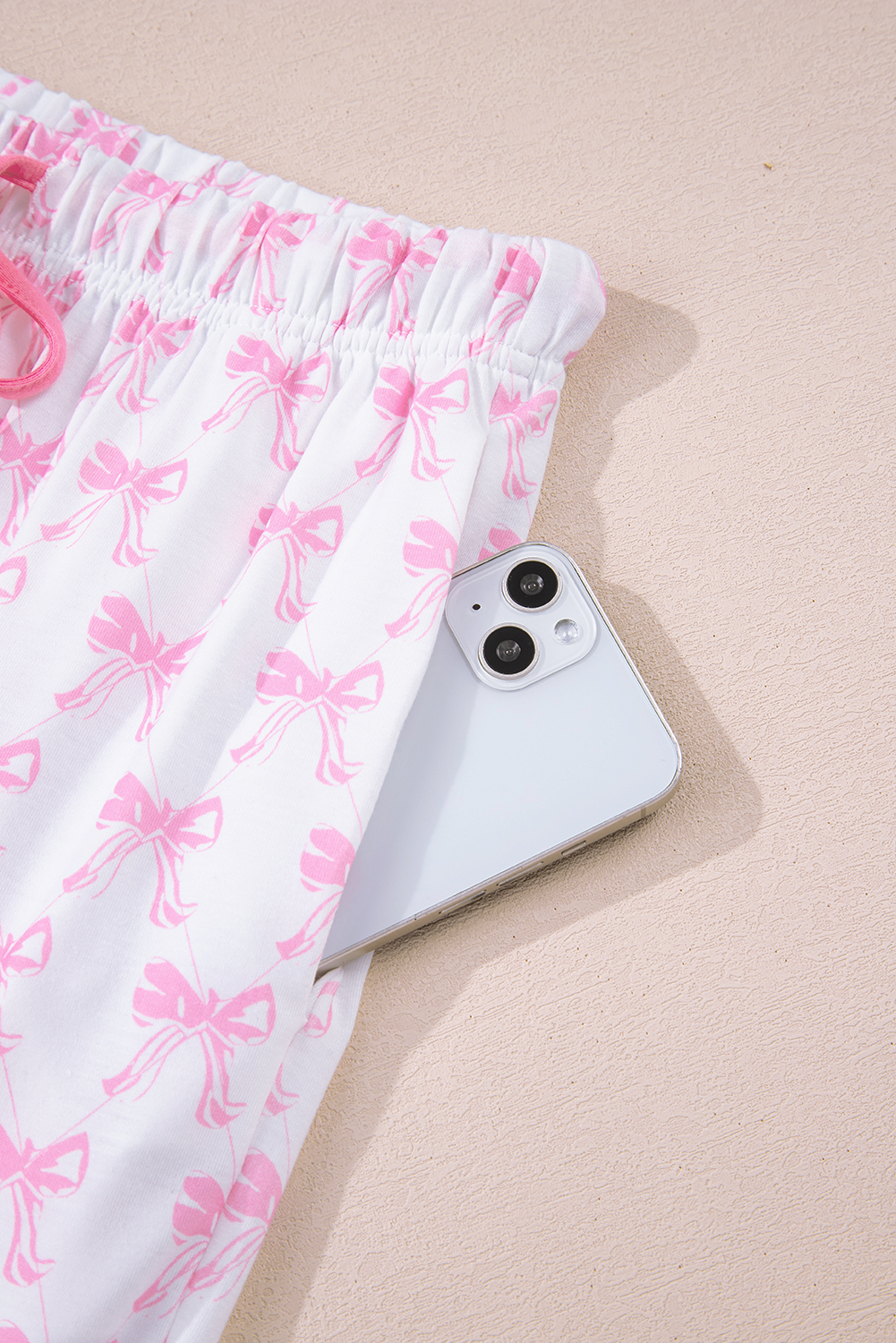 Sky Blue Bow Print Long Sleeve Shirt and Pants Soft Pajama Set