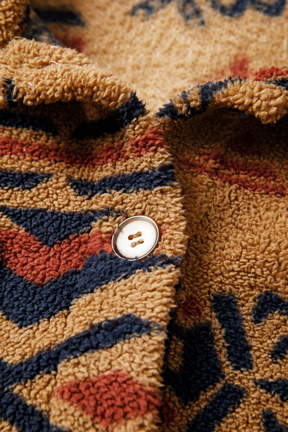 Khaki Western Aztec Pattern Fleece Shacket